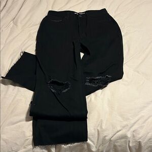 YMI Black Distressed Baggy High Rise Jeans